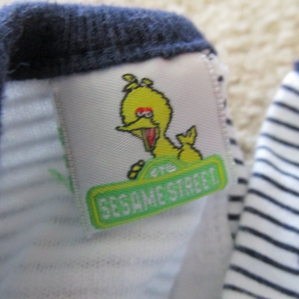 Sesame Street 1 Pc Bodysuit Infant Boys 3-6M White Striped Short Sleeve Sailor - Picture 3 of 5